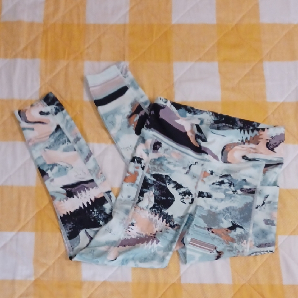Under Armour Peach and Teal Leggings with Playful Print